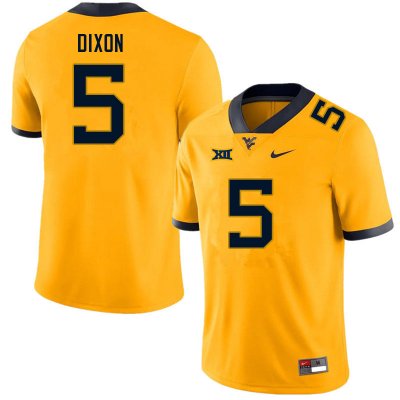 Men's West Virginia Mountaineers NCAA #5 Lance Dixon Gold Authentic Nike Stitched College Football Jersey IU15H63DE